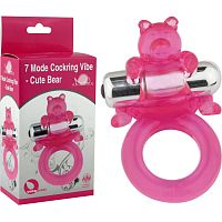Виброкольцо "Cute Bear", 7 режимов, розовое